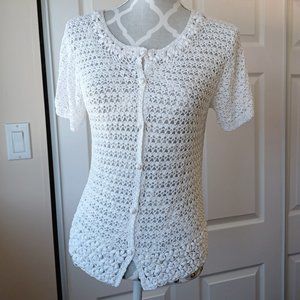 Beta's Choice White Crocheted Sweater - (3194)